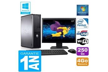 Ensemble Pc Avec Écran Dell Pc Dell 780 Dt Intel E5300 Ram 4Go Disque 250 Go Wifi W7 Ecran 19"