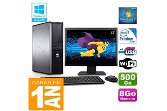 Ensemble Pc Avec Écran Dell Pc Dell 780 Dt Intel E5300 Ram 8Go Disque 500 Go Wifi W7 Ecran 22"