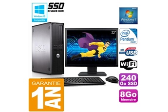 Unité Centrale Dell Pc Dell 380 Dt Intel E5300 Ram 8Go Disque 240 Go Ssd Wifi W7 Ecran 22"