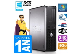Unité Centrale Dell Pc Dell 380 Dt Intel E5300 Ram 4Go Disque 240 Go Ssd Graveur Dvd Wifi W7
