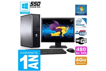 Unité Centrale Dell Pc Dell 780 Dt Intel E5300 Ram 4Go Disque 480 Go Ssd Wifi W7 Ecran 22"
