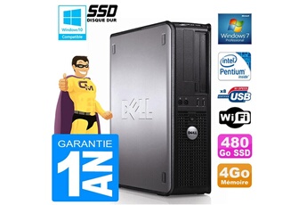 Unité Centrale Dell Pc Dell 380 Dt Intel E5300 Ram 4Go Disque 480 Go Ssd Graveur Dvd Wifi W7