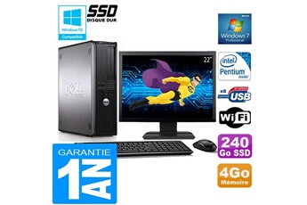Unité Centrale Dell Pc Dell 380 Dt Intel E5300 Ram 4Go Disque 240 Go Ssd Wifi W7 Ecran 22"