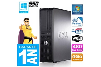 PC De Bureau Dell PC Dell 780 Dt Intel E5300 Ram 4Go Disque 480 Go SSD Graveur Dvd WiFi W7