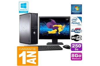 Ensemble Pc Avec Écran Dell Pc Dell 780 Dt Intel E5300 Ram 8Go Disque 250 Go Wifi W7 Ecran 19"