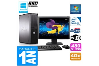 Unité Centrale Dell Pc Dell 380 Dt Intel E5300 Ram 4Go Disque 480 Go Ssd Wifi W7 Ecran 19"