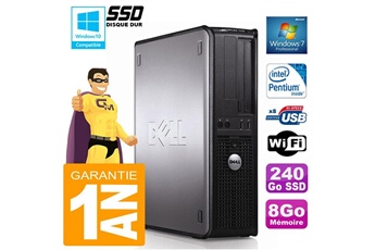 Unité Centrale Dell Pc Dell 380 Dt Intel E5300 Ram 8Go Disque 240 Go Ssd Graveur Dvd Wifi W7