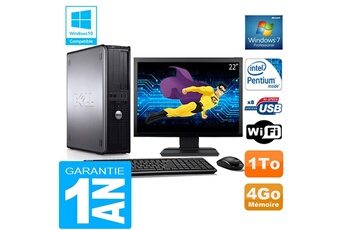 Ensemble Pc Avec Écran Dell Pc Dell 780 Dt Intel E5300 Ram 4Go Disque 1 To Wifi W7 Ecran 22"