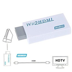 VSHOP Wii vers HDMI Adaptateur, HD, Wii Convertisseur HDMI et sortie audio Prise 3,5 mm pour Wii moniteur projecteur Téléviseur