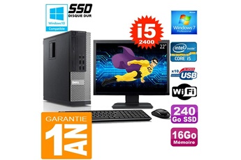 PC De Bureau Dell PC Dell 990 Sff Core i5-2400 Ram 16Go Disque 240 Go SSD WiFi W7 Ecran 22"