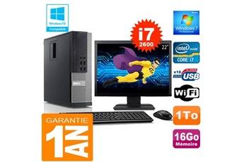 PC De Bureau Dell PC Dell 990 Sff Core i7-2600 Ram 16Go Disque 1 To WiFi W7 Ecran 22"