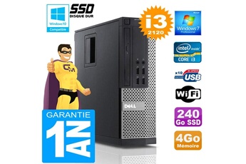 Pc De Bureau Dell Pc Dell 990 Sff Core I3-2120 Ram 4Go Disque 240 Go Ssd Wifi W7