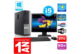 PC De Bureau Dell PC Dell 990 Sff Core i5-2400 Ram 8Go Disque 2 To WiFi W7 Ecran 22"