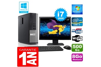 PC De Bureau Dell PC Dell 990 Sff Core i7-2600 Ram 8Go Disque 500 Go WiFi W7 Ecran 19"