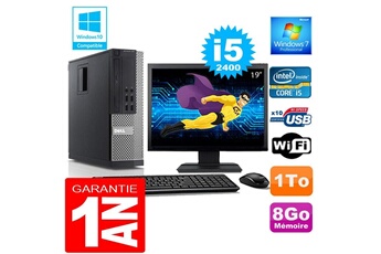 PC De Bureau Dell PC Dell 990 Sff Core i5-2400 Ram 8Go Disque 1 To WiFi W7 Ecran 19"