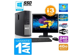 PC De Bureau Dell PC Dell 990 Sff Core I3-2120 Ram 4Go Disque 240 Go SSD WiFi W7 Ecran 19"