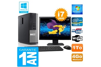 Pc De Bureau Dell Pc Dell 990 Sff Core I7-2600 Ram 4Go Disque 1 To Wifi W7 Ecran 19"