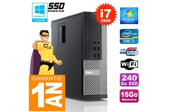 PC De Bureau Dell PC Dell 990 Sff Core i7-2600 Ram 16Go Disque 240 Go SSD WiFi W7