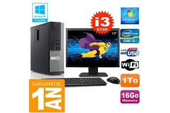 PC De Bureau Dell PC Dell 990 Sff Core I3-2120 Ram 16Go Disque 1 To WiFi W7 Ecran 19"