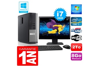 PC De Bureau Dell PC Dell 990 Sff Core i7-2600 Ram 8Go Disque 2 To WiFi W7 Ecran 22"