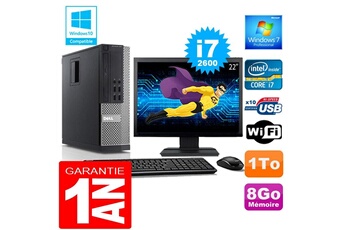 PC De Bureau Dell PC Dell 990 Sff Core i7-2600 Ram 8Go Disque 1 To WiFi W7 Ecran 22"