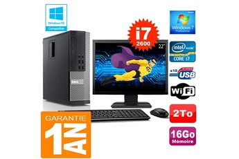 PC De Bureau Dell PC Dell 990 Sff Core i7-2600 Ram 16Go Disque 2 To WiFi W7 Ecran 22"
