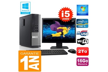 PC De Bureau Dell PC Dell 990 Sff Core i5-2400 Ram 16Go Disque 2 To WiFi W7 Ecran 22"
