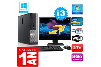 PC De Bureau Dell PC Dell 990 Sff Core I3-2120 Ram 8Go Disque 2 To WiFi W7 Ecran 19"