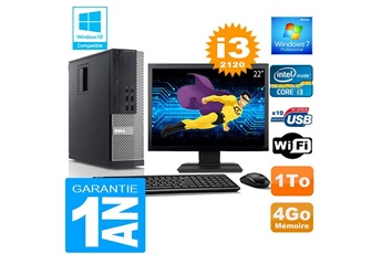 PC De Bureau Dell PC Dell 990 Sff Core I3-2120 Ram 4Go Disque 1 To WiFi W7 Ecran 22"