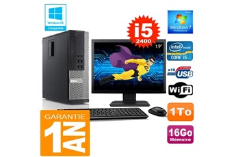 PC De Bureau Dell PC Dell 990 Sff Core i5-2400 Ram 16Go Disque 1 To WiFi W7 Ecran 19"