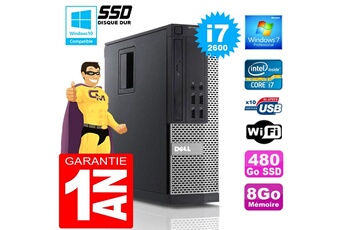 PC De Bureau Dell PC Dell 990 Sff Core i7-2600 Ram 8Go Disque 480 Go SSD WiFi W7