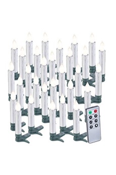 guirlande lumineuse intérieur lunartec 30 bougies led pour sapin de noël avec télécommande - coloris argent