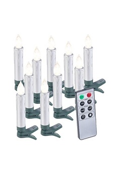 guirlande lumineuse intérieur lunartec 10 bougies led pour sapin de noël avec télécommande - coloris argent