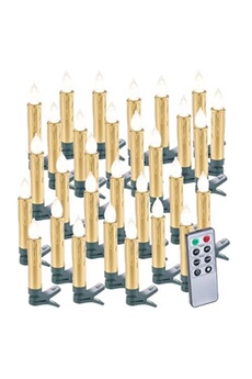 30 bougies led pour sapin de noël avec télécommande - coloris or