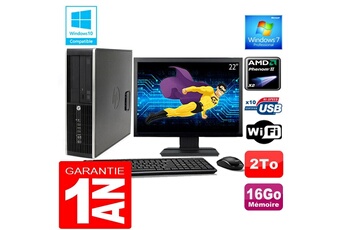 Ensemble Pc Avec Écran Hp Pc Hp Compaq 6005 Pro Sff Amd Phenom Ii Ram 16Go Disque 2 To Wifi W7 Ecran 22"