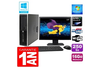 Ensemble Pc Avec Écran Hp Pc Hp Compaq 6005 Pro Sff Amd Phenom Ii Ram 16Go Disque 250 Go Wifi W7 Ecran 19"