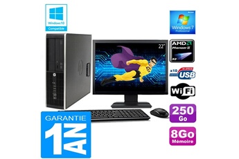 Ensemble Pc Avec Écran Hp Pc Hp Compaq 6005 Pro Sff Amd Phenom Ii Ram 8Go Disque 250 Go Wifi W7 Ecran 22"