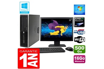 Ensemble Pc Avec Écran Hp Pc Hp Compaq 6005 Pro Sff Amd Phenom Ii Ram 16Go Disque 500 Go Wifi W7 Ecran 22"