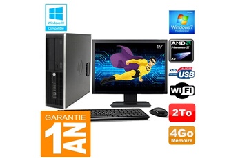 Ensemble Pc Avec Écran Hp Pc Hp Compaq 6005 Pro Sff Amd Phenom Ii Ram 4Go Disque 2 To Wifi W7 Ecran 19"