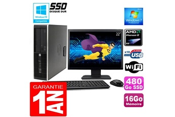 Ensemble Pc Avec Écran Hp Pc Hp Compaq 6005 Pro Sff Amd Phenom Ii Ram 16Go Disque 480Go Ssd Wifi Ecran 22"