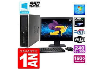 Ensemble Pc Avec Écran Hp Pc Hp Compaq 6005 Pro Sff Amd Phenom Ii Ram 16Go Disque 240Go Ssd Wifi Ecran 22"