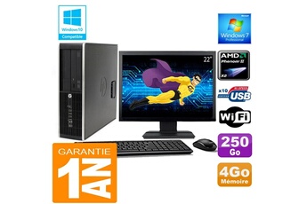 Ensemble Pc Avec Écran Hp Pc Hp Compaq 6005 Pro Sff Amd Phenom Ii Ram 4Go Disque 250 Go Wifi W7 Ecran 22"