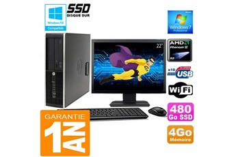 Ensemble Pc Avec Écran Hp Pc Hp Compaq 6005 Pro Sff Amd Phenom Ii Ram 4Go Disque 480 Go Ssd Wifi Ecran 22"