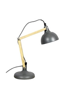 lampe à poser red cartel - lampe de table grise mat et bois - largeur 15 cm - hauteur 42 cm