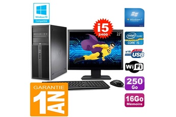PC De Bureau HP PC Tour HP Compaq 8200 Core i5-2400 Ram 16Go Disque 250 Go WiFi W7 Ecran 22"