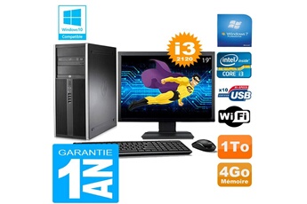 PC De Bureau HP PC Tour HP Compaq 8200 Core I3-2120 Ram 4Go Disque 1 To WiFi W7 Ecran 19"