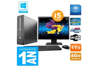 PC De Bureau HP PC HP Elitedesk 800 G1 Sff Core i5-4570 4Go Disque 1 To WiFi W7 Ecran 22"