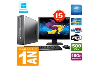 PC De Bureau HP PC HP Elitedesk 800 G1 Sff Core i5-4570 16Go Disque 500 Go WiFi W7 Ecran 22"