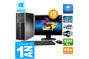 PC De Bureau HP PC Tour HP Compaq 8200 Core i5-2400 Ram 4Go Disque 500 Go WiFi W7 Ecran 22"