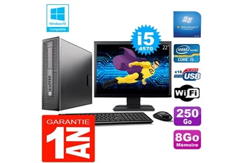 PC De Bureau HP PC HP Elitedesk 800 G1 Sff Core i5-4570 8Go Disque 250 Go WiFi W7 Ecran 22"